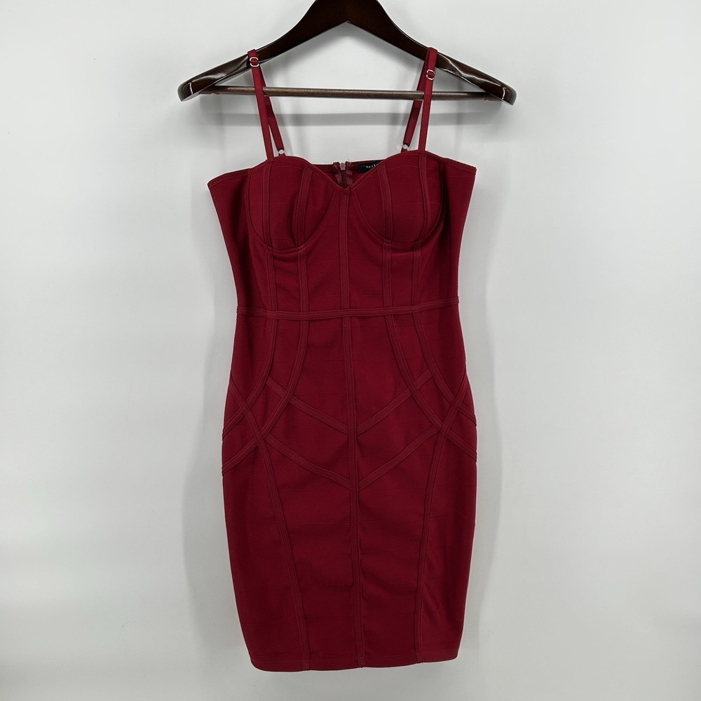 Haute Monde Womens L Red Bandage Bodycon Mini Dress Bustier Clubwear Coquette‎